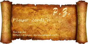 Pleyer Zorán névjegykártya